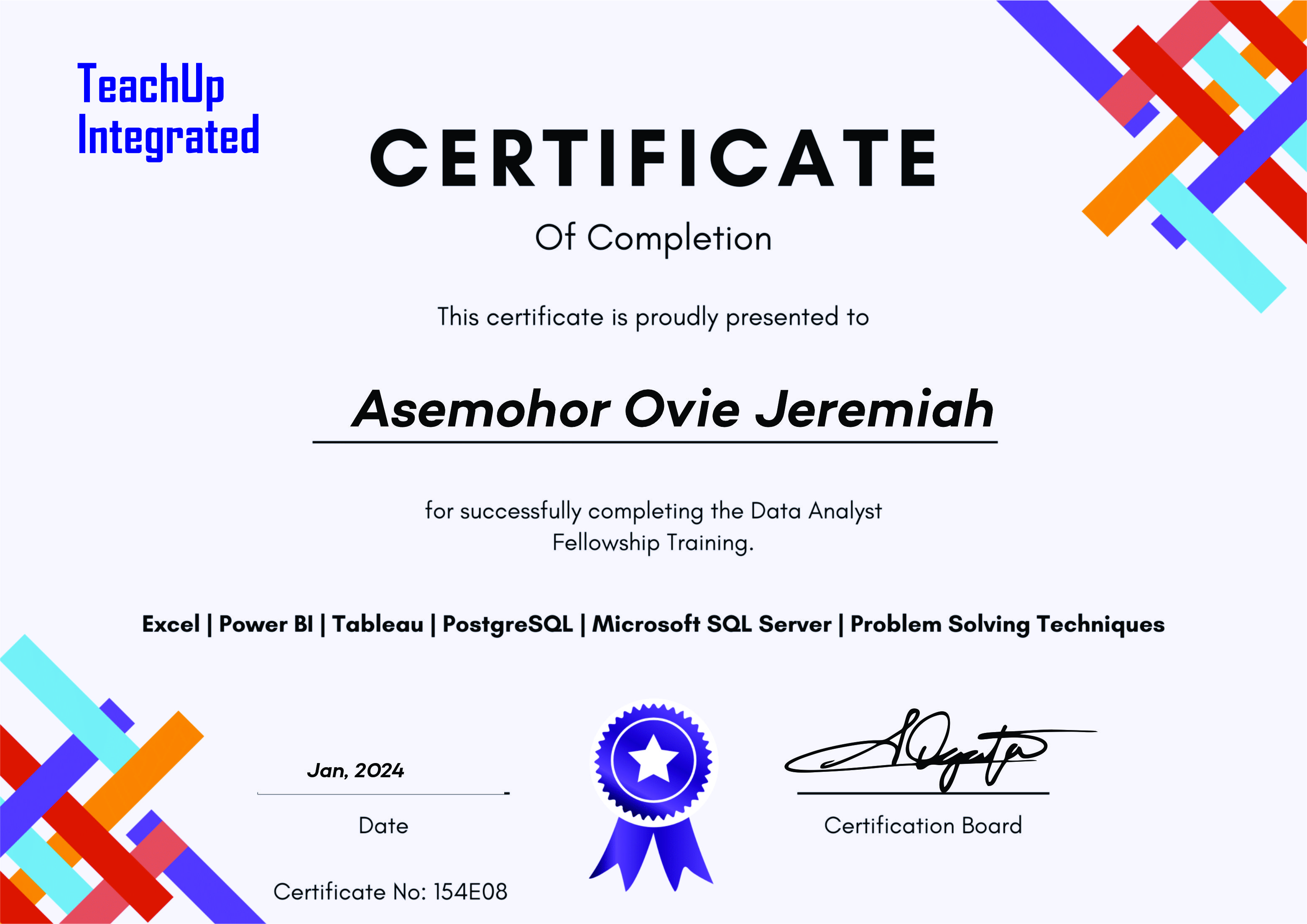 Teach Up Certificate